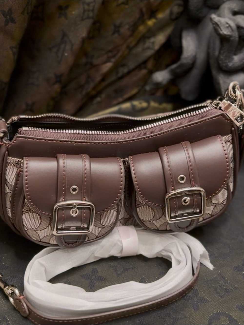Brown Leather Accent Women's Shoulder Bag coach